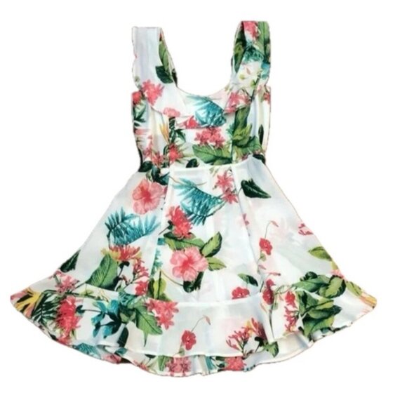 REFORMATION DRESS PERLA RUFFLE SCOOP NECK TROPICAL FLORAL SZ 4 AESTHETIC CHIC - Picture 2 of 16